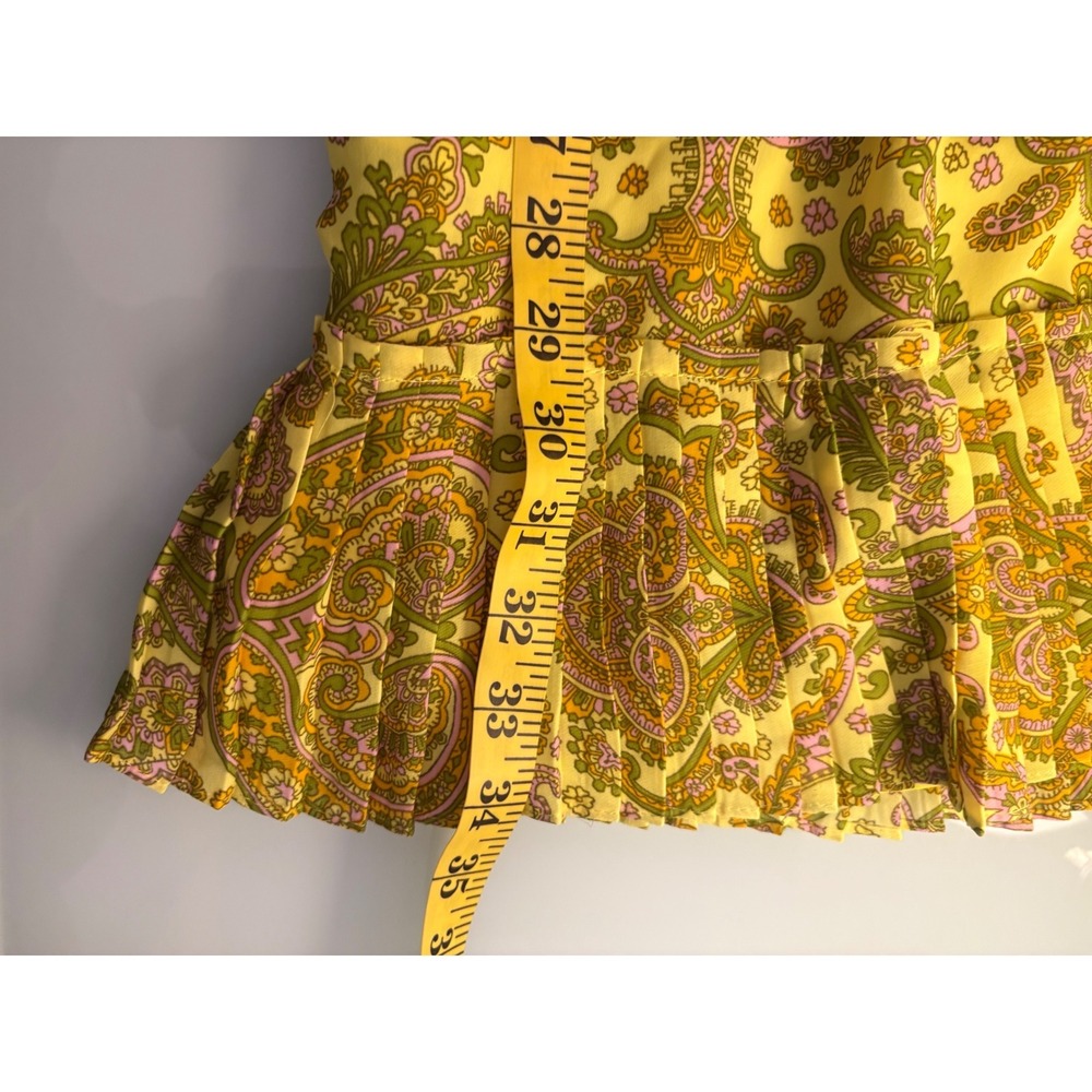 Banana Republic Dress Paisley Yellow Sleeveless Ruffle Boho Petite XS - Picture 6 of 8